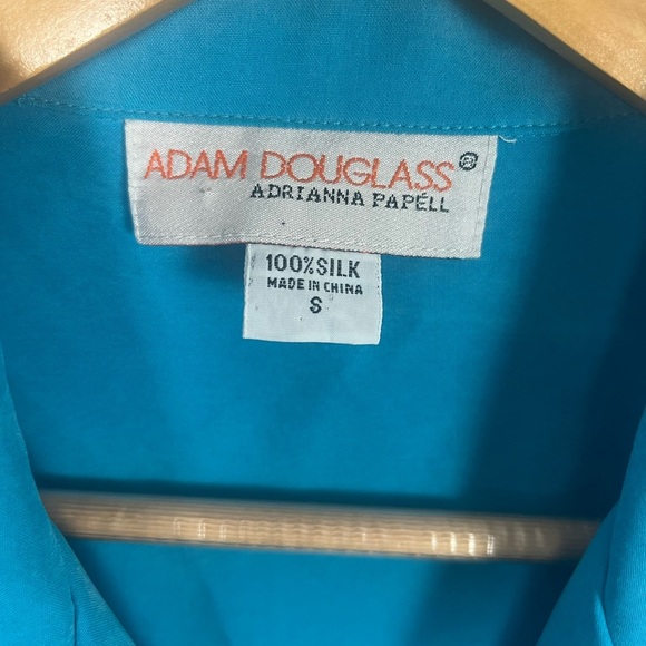 Vintage Adam Douglass Adrianna Papell 100% silk 1980s Blue Neon Detail size S - Picture 3 of 7